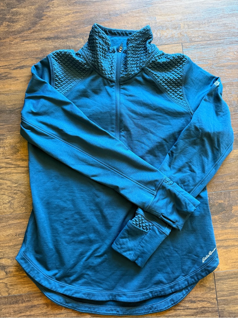 Eddie Bauer Teal Quarter-Zip Cowl Pullover